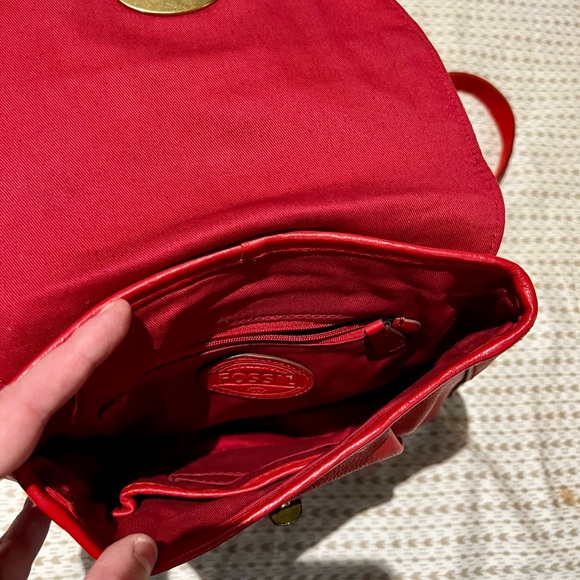 Red Real Leather Fossil Crossbody Bag - Picture 3 of 3